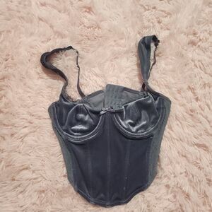 Garage Black Satin Underwire Corset Top